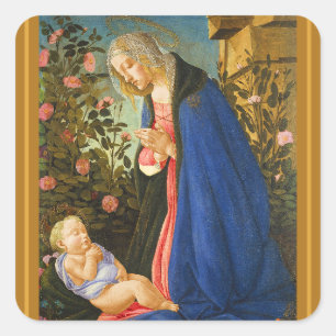 Sticker Carré Noël Botticelli Madonna et son enfant