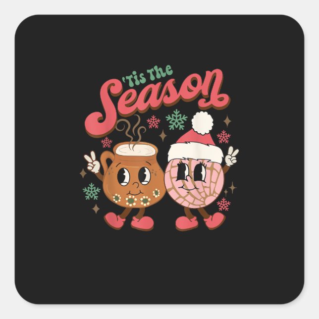 Sticker Carré Noël C'est La Saison Mexicaine Concha Pan Dulce  (Devant)