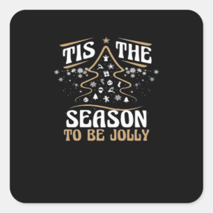 Sticker Carré Noël C'Est La Saison Mignonne Jolly