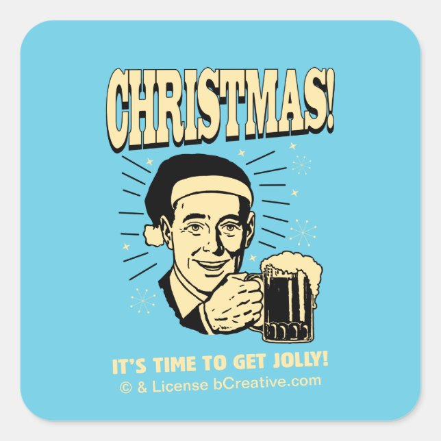 Sticker Carré Noël : C'est l'heure d'être joyeux (Devant)