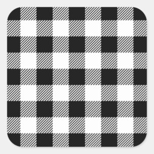 Sticker Carré Noël classique Buffalo chèque plaid motif B&W