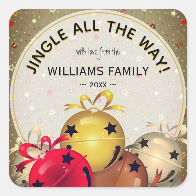 Sticker Carré Noël cloches Snowflakes (Devant)