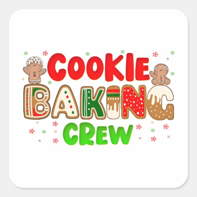 Sticker Carré Noël Cookie Baking Crew Group Correspondance de No (Devant)