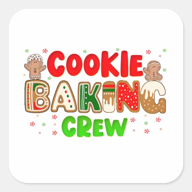 Sticker Carré Noël Cookie Baking Crew Group Correspondance de No (Devant)