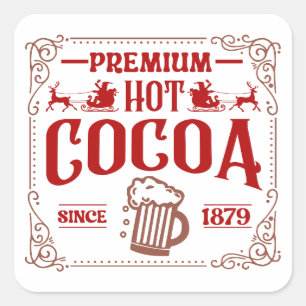 Sticker Carré Noël de cacao chaud Premium