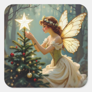 Sticker Carré Noël de fée enchantée