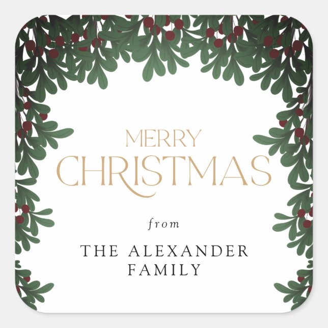 Sticker Carré Noël de Mistletoe hiver (Devant)