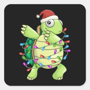 Sticker Carré Noël de Noël de la tortue mouchetée