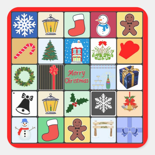 Sticker Carré Noël de toutes les choses (Devant)