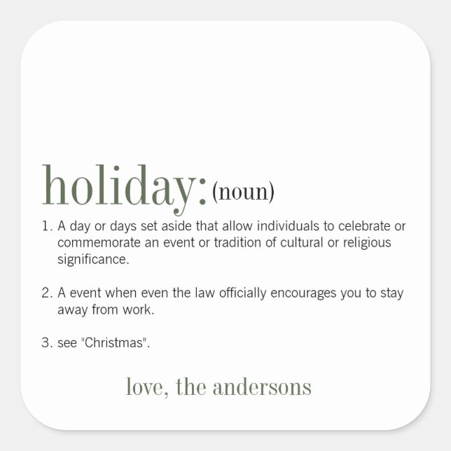 Sticker Carré Noël Définition Fête blanche (Devant)