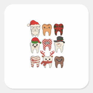Sticker Carré Noël dentaire drôle dentiste vacances