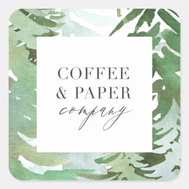 Sticker Carré Noël d'entreprise de la forêt d'eau (Devant)