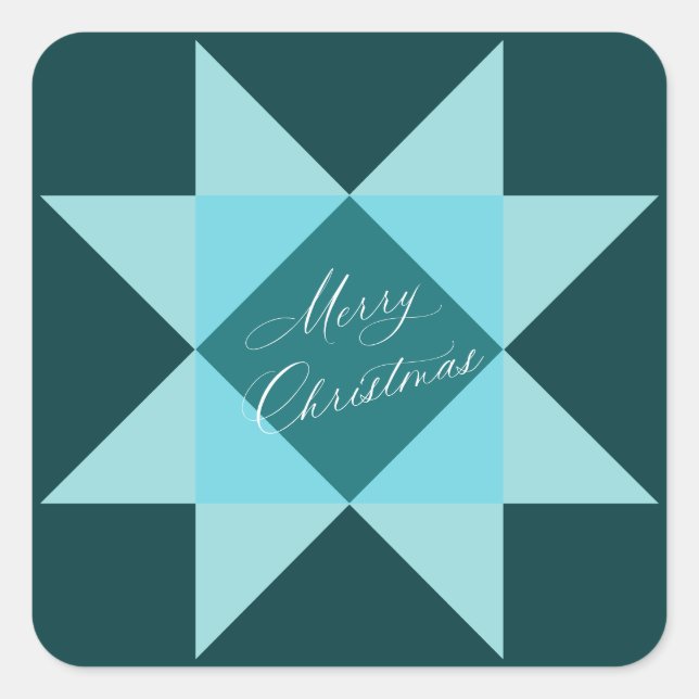 Sticker Carré Noël des étoiles nordiques bleues (Devant)