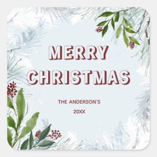 Sticker Carré Noël d'hiver