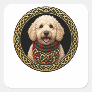 Sticker Carré Noël doodle nœud celtique