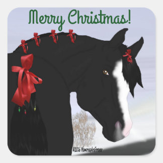Sticker Carré Noël du Cheval d'Arabie Noire