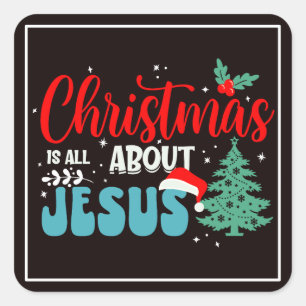 Sticker Carré Noël est tout sur Jésus-43687 Café bicolore