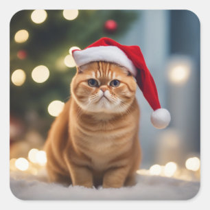 Sticker Carré Noël Exotique Shorthair