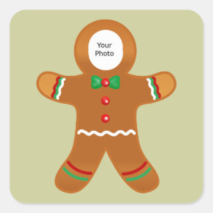 Sticker Carré Noël fait sur commande de bonhomme en pain d'épi
