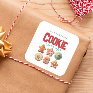 Sticker Carré Noël Fête d'échange de cookies