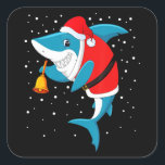 Sticker Carré Noël - Funny Christmas Shark<br><div class="desc">Cant Masque Mon amour de l'enseignement à l'école</div>