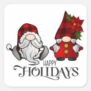 Sticker Carré Noël Gnome Joyeux Fêtes