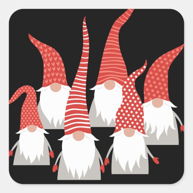Sticker Carré Noël Gnomes elfes de vacances jote Noël saisonnier (Devant)