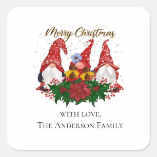 Sticker Carré Noël Gnomes Red Green Festive tendance