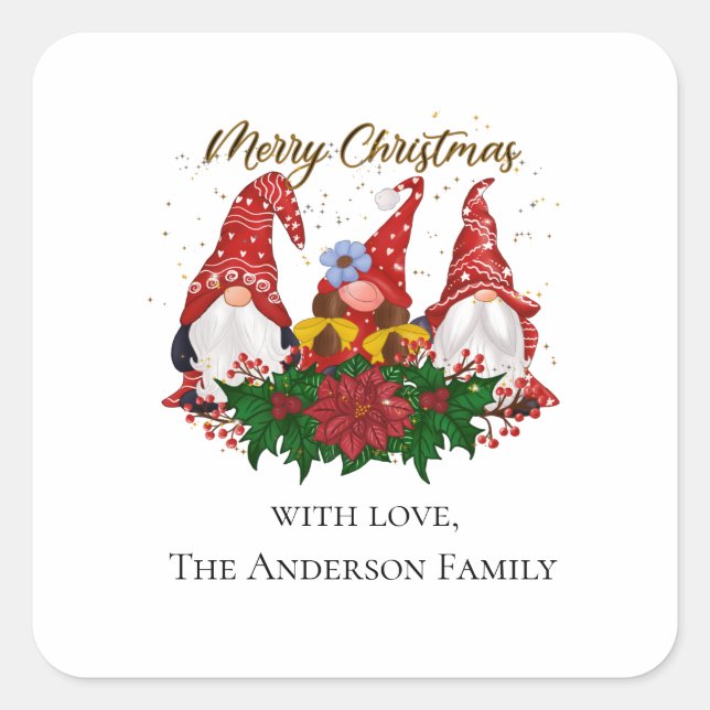 Sticker Carré Noël Gnomes Red Green Festive tendance (Devant)