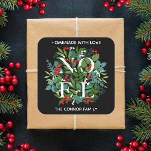 Sticker Carré NOEL Holly Berries Noël maison