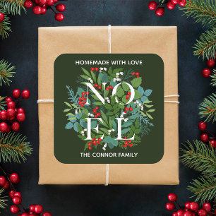 Sticker Carré NOEL Holly Berries Noël maison