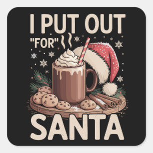 Sticker Carré Noël Je Mets Pour Le Père Noël Lait Biscuits Drôle