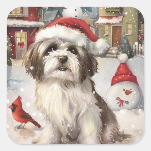 Sticker Carré Noël Joie Merveilleux Hiver Havanais