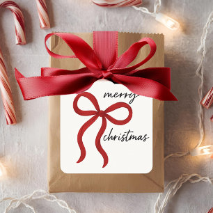 Sticker Carré Noël joyeux ruban rouge minimaliste 