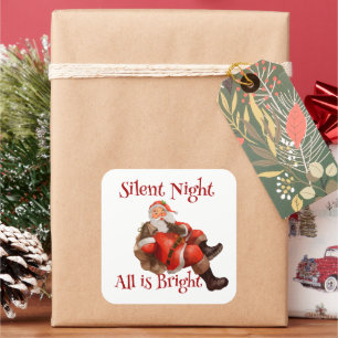 Sticker Carré Noël Le Père Noël se réveille Vintage Soirée silen