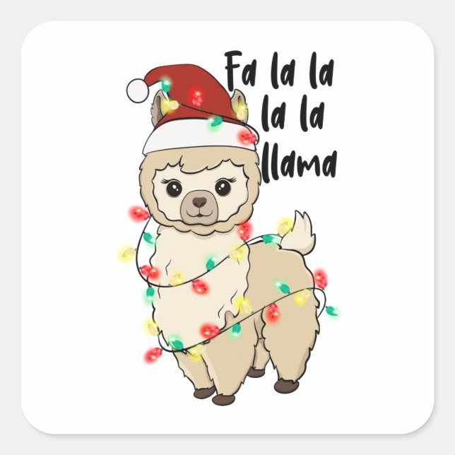 Sticker Carré Noël Llama (Devant)