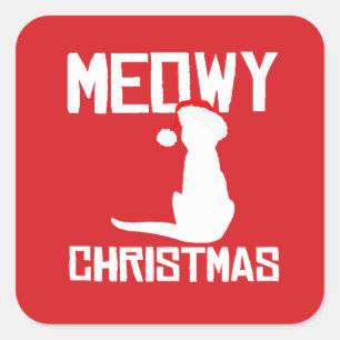 Sticker Carré Noël Meowy
