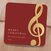 Noël Musical Élégant Clé de Sol en Or