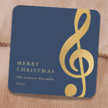 Noël Musical Élégant Trèfle en Or