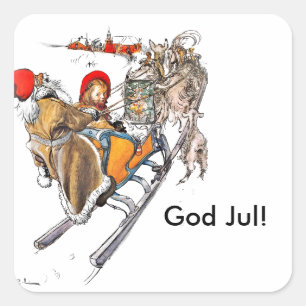Sticker Carré Noël Nisse et Kersti à Sleigh Ride