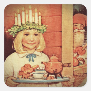 Sticker Carré Noël Nisse et Lucia Day Karin