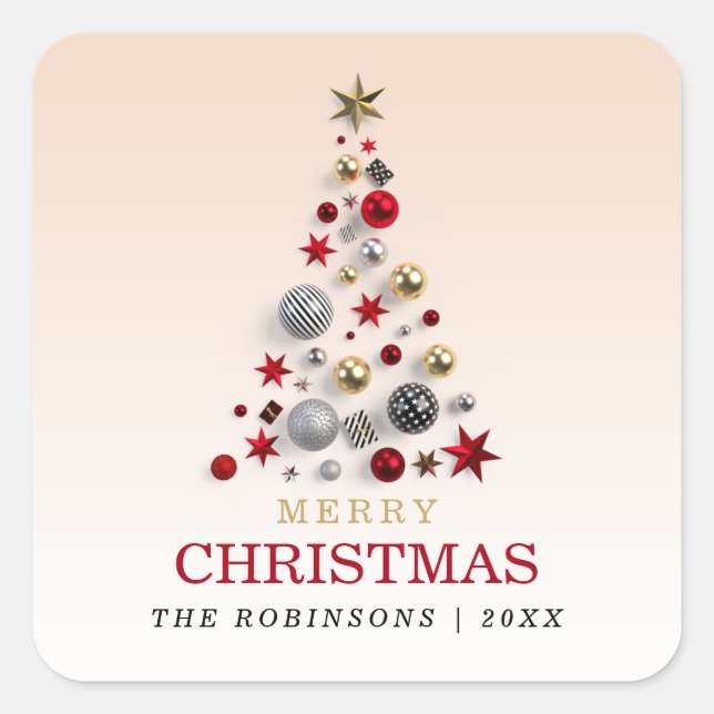 Sticker Carré Noël Noël Noël Noël Arbre Entreprise Famille Blush (Devant)