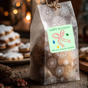 Sticker Carré Noël Nœud Doodle NOËL Cadeau de Fêtes Pour De