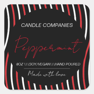 Sticker Carré Noël Peppermenthe Vegan Candle Maker Business