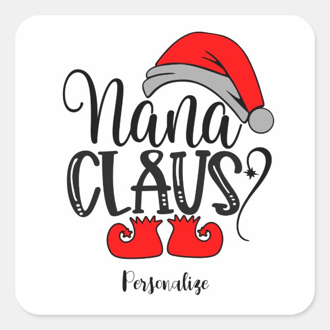 Sticker Carré Noël Père Noël Nana Claus Vacances amusantes (Devant)
