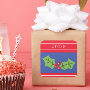 Sticker Carré Noël personnalisé Holly & Berries