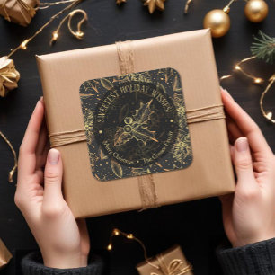 Sticker Carré Noël Poinsettia Alimentation maison Vacances