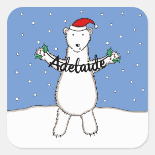Sticker Carré Noël Polaire de Noël personnalisé