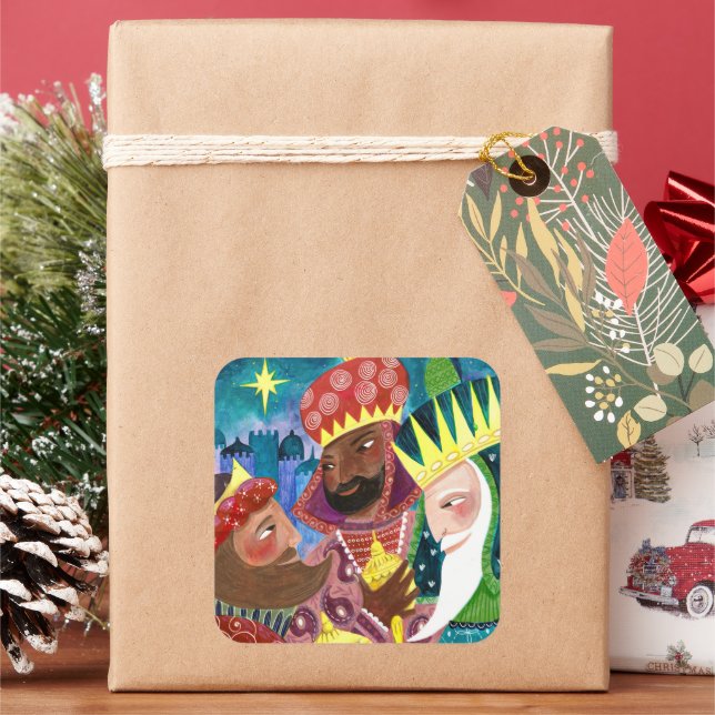 Sticker Carré Noël religieux des trois hommes (vacances)