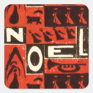 Sticker Carré Noel Rouge
